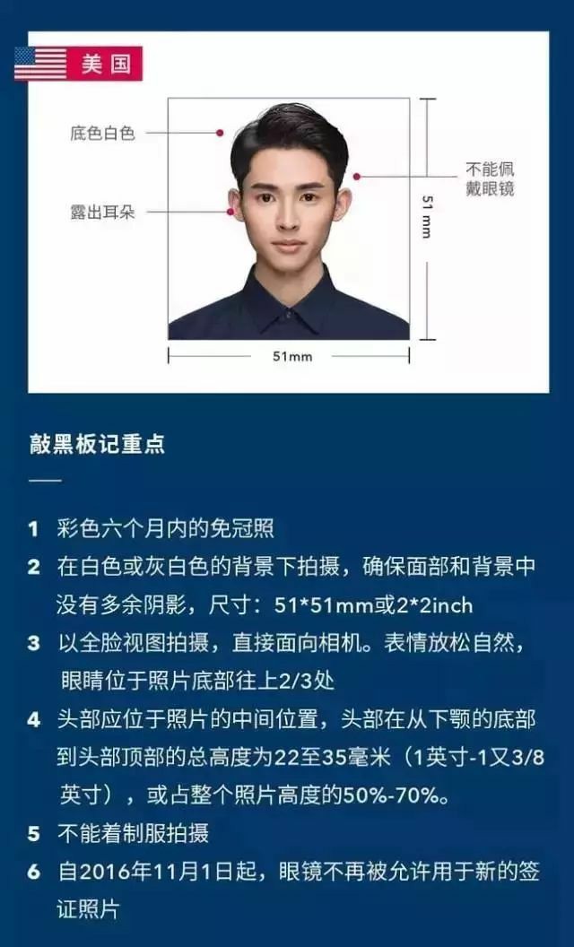 美国签证证件照法则